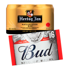 Hertog Jan blik bier, 0.0%, grand pilsener of Bud bier